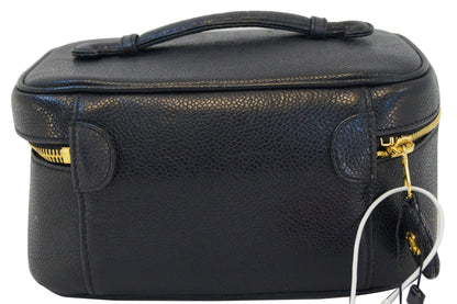 CHANEL Caviar Skin Vanity Cosmetic Bag Black