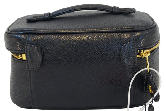 CHANEL Caviar Skin Vanity Cosmetic Bag Black