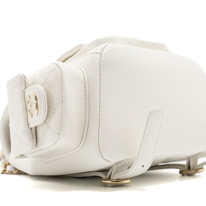 Chanel 23k Triple Pocket Mini Backpack Caviar White L(Microchip)