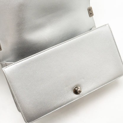 Chanel Medium Boy Bag Lambskin Silver
