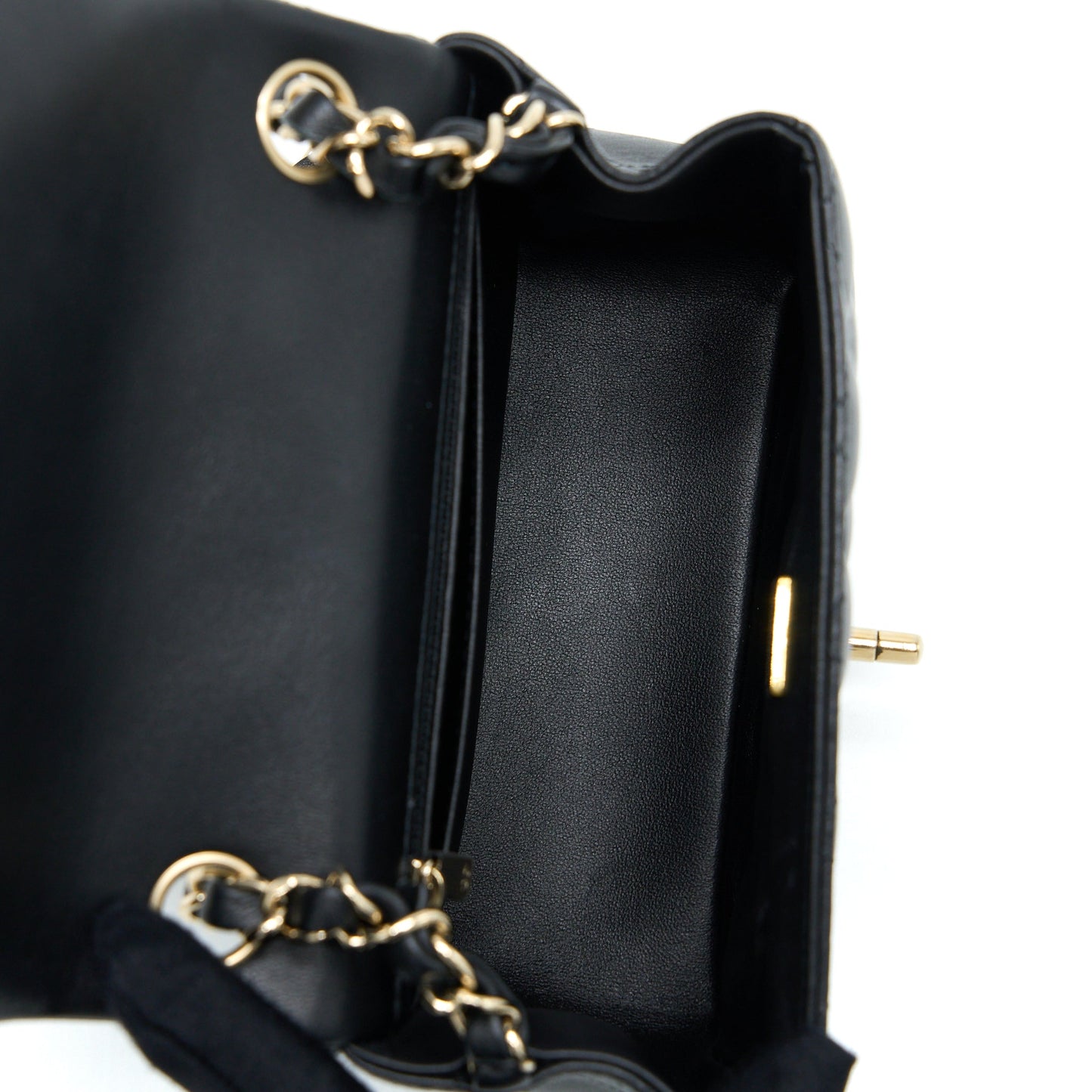 Chanel Classic Mini Square Flap Bag Lambskin Black L (Microchip)