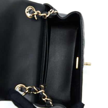 Chanel Classic Mini Square Flap Bag Lambskin Black L (Microchip)