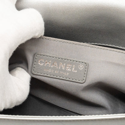 Chanel Medium Boy Bag Lambskin Silver