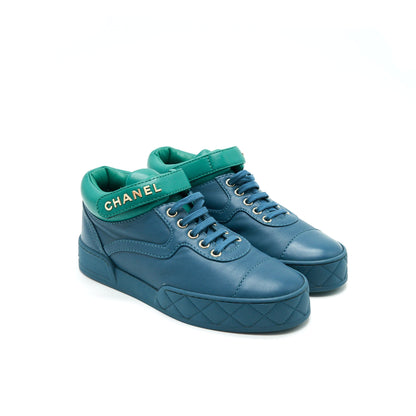 Chanel Sneakers Size 37 In Blue Green
