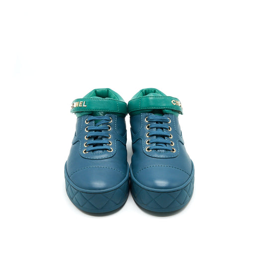 Chanel Sneakers Size 37 In Blue Green