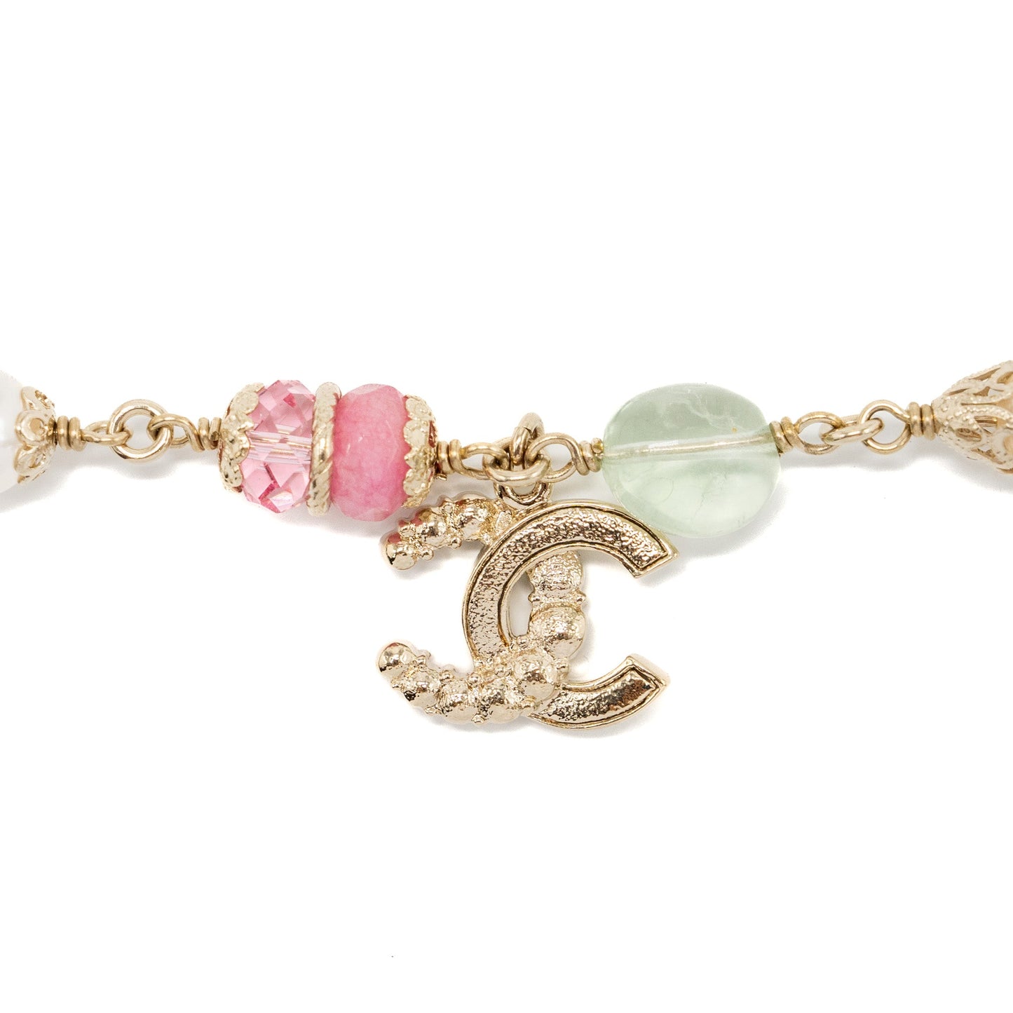 Chanel Multicolour CC logo drop Bracelet Crystal/Pearl/Gold Tone