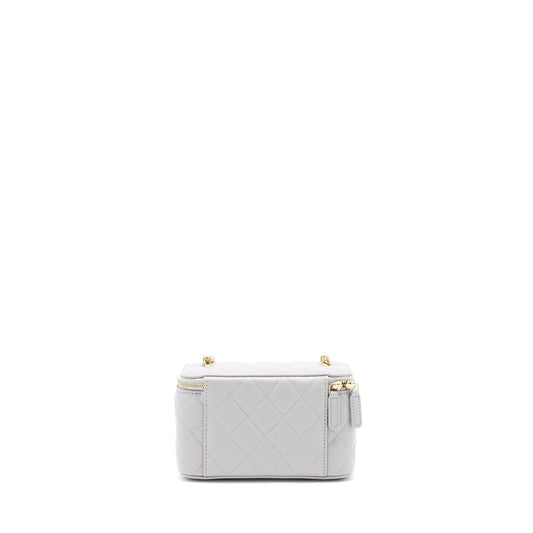 Chanel 22B Pearl Crush Long Vanity With Chain Lambskin Grey