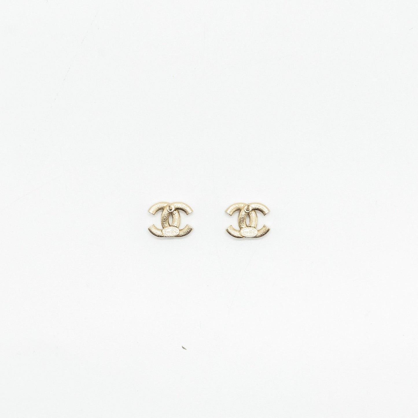 Chanel Classic CC Logo earrings Crystal Light Gold Tone