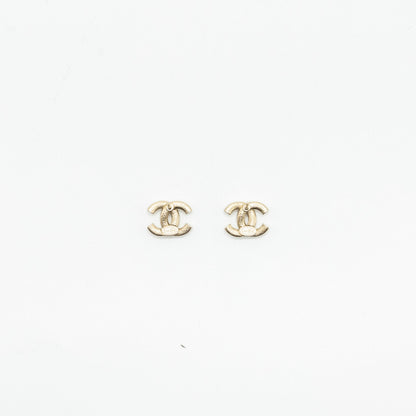 Chanel Classic CC Logo earrings Crystal Light Gold Tone