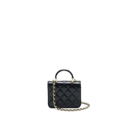 Chanel 21K Flap Coin Purse With Chain Black L