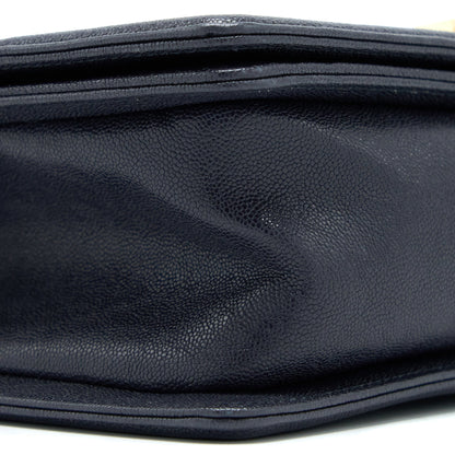 Chanel Medium Boy Bag Grained Calfskin Dark Blue L