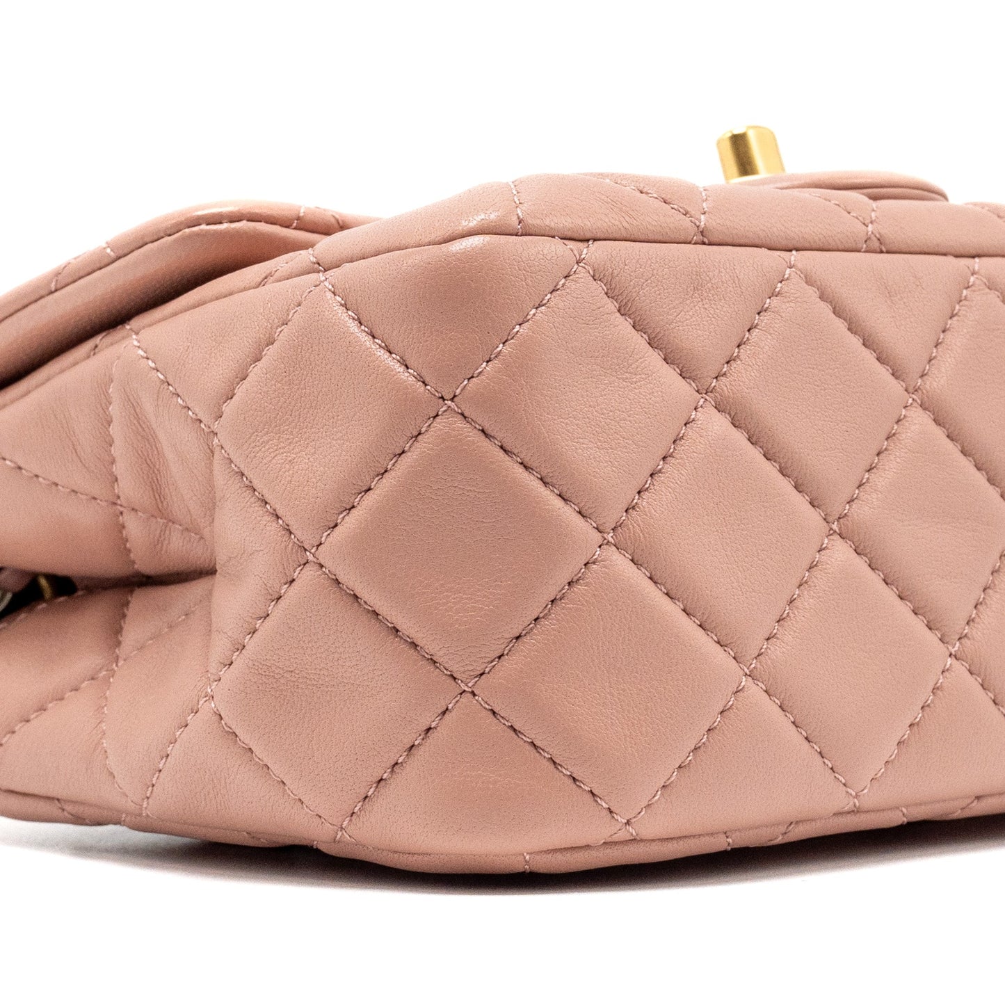Chanel Pearl Crush Mini Square Flap Bag Lambskin Pink  (microchip)