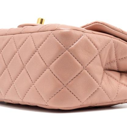 Chanel Pearl Crush Mini Square Flap Bag Lambskin Pink  (microchip)
