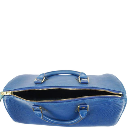 LOUIS VUITTON Speedy Epi Leather Satchel Bag Blue