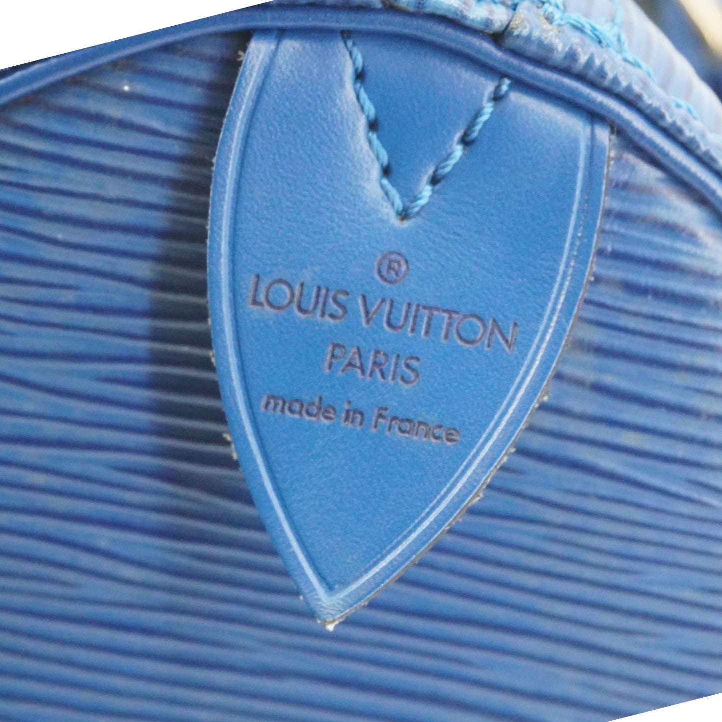 LOUIS VUITTON Speedy Epi Leather Satchel Bag Blue