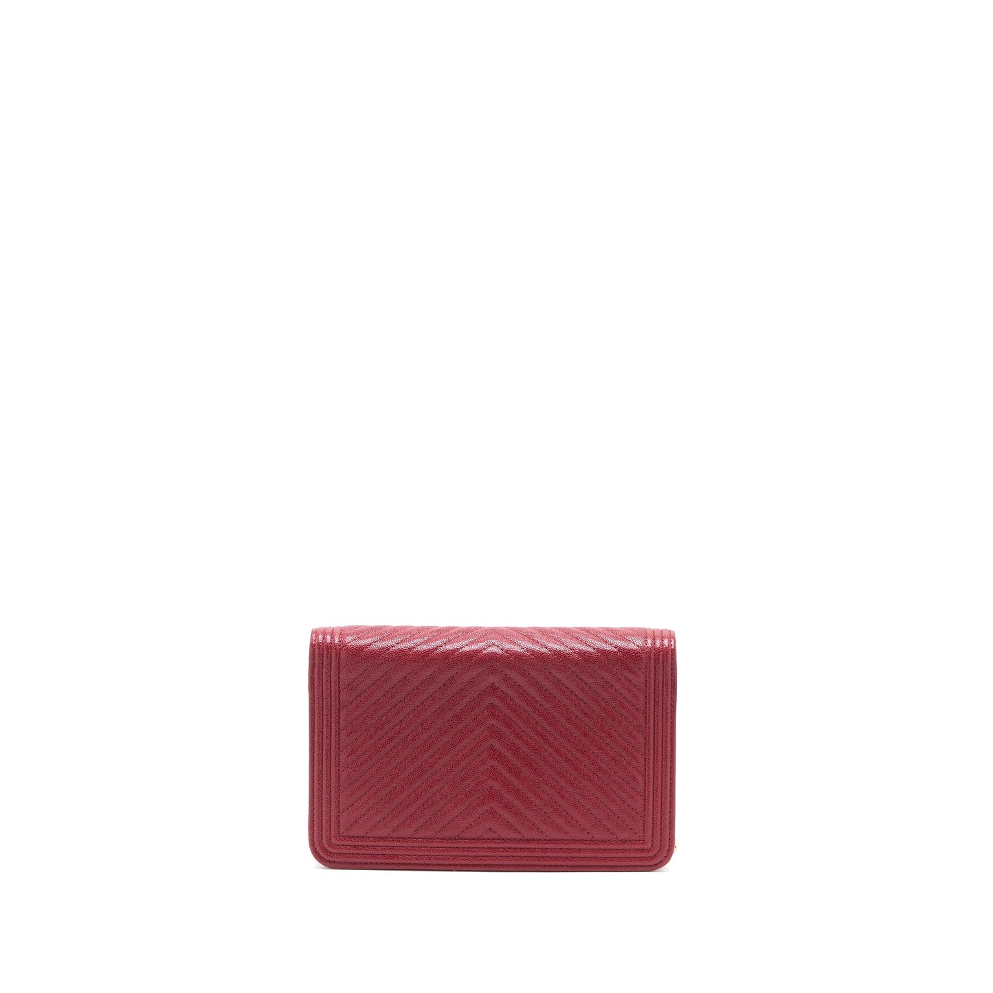 Chanel Boy Wallet On Chain Chevron Caviar Red Brushed
