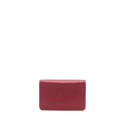 Chanel Boy Wallet On Chain Chevron Caviar Red Brushed