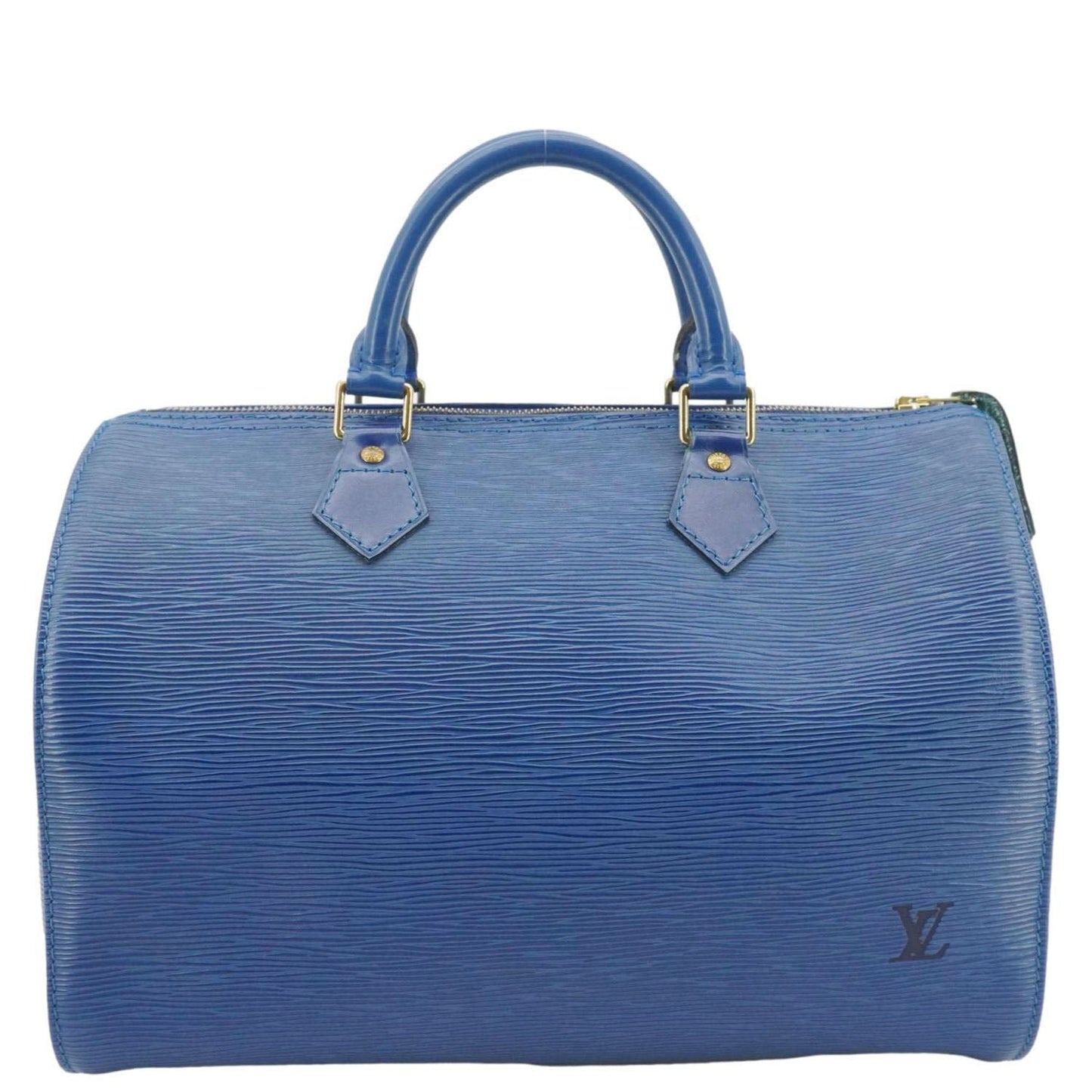 LOUIS VUITTON Speedy Epi Leather Satchel Bag Blue