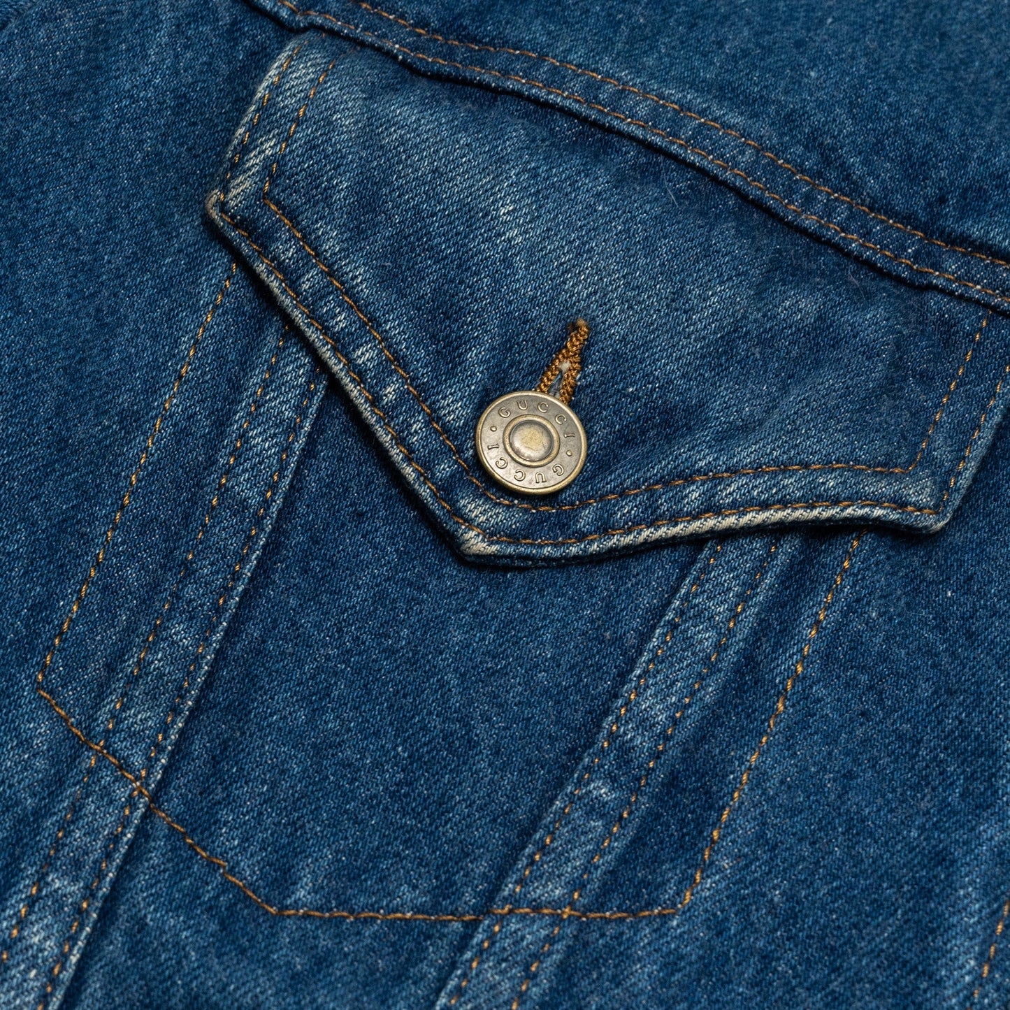 GUCCI Size 48 Tiger Denim Jacket With Embroidery Cotton Blue/Multicolour
