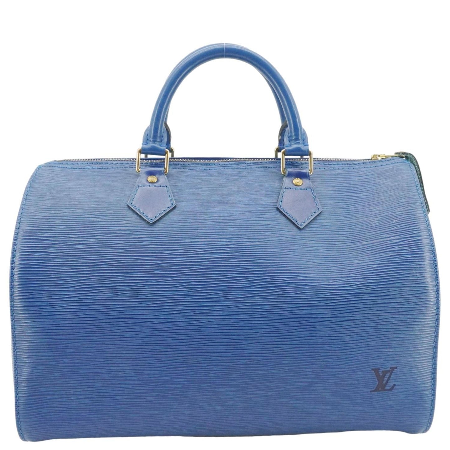 LOUIS VUITTON Speedy Epi Leather Satchel Bag Blue