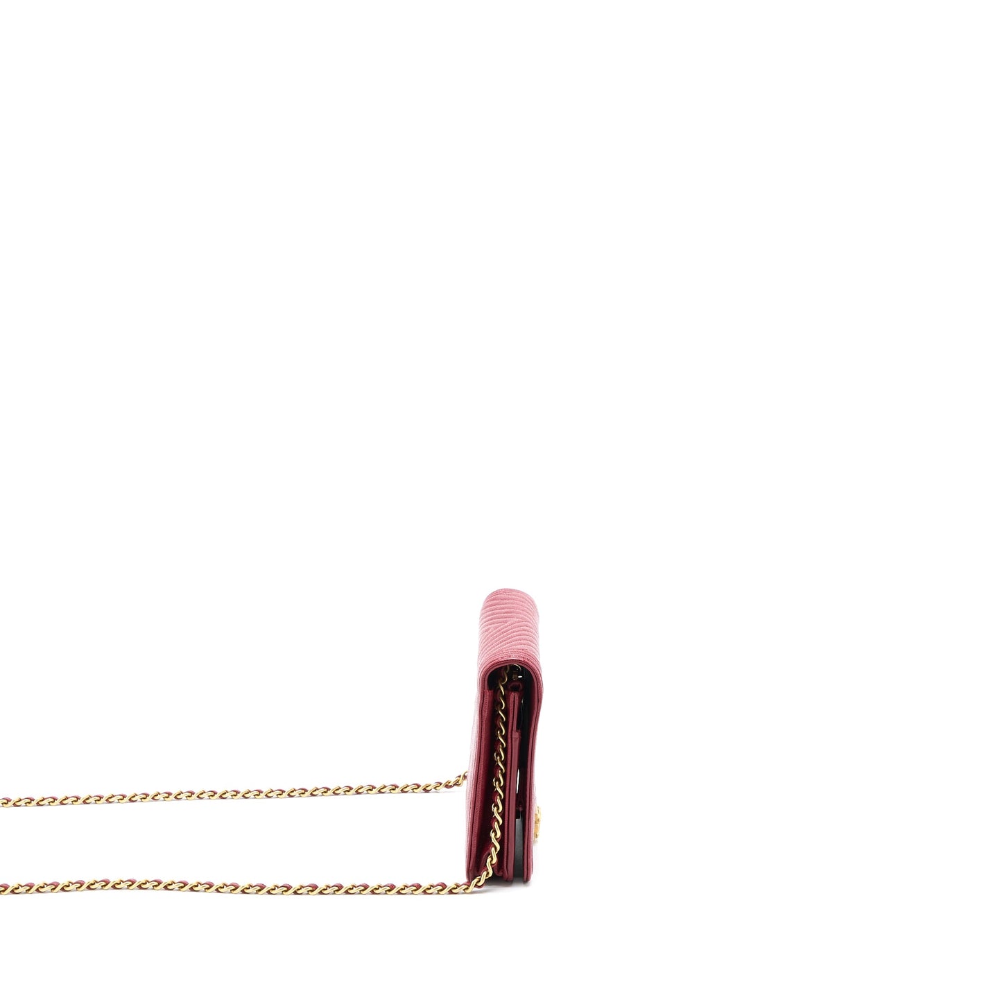 Chanel Boy Wallet On Chain Chevron Caviar Red Brushed