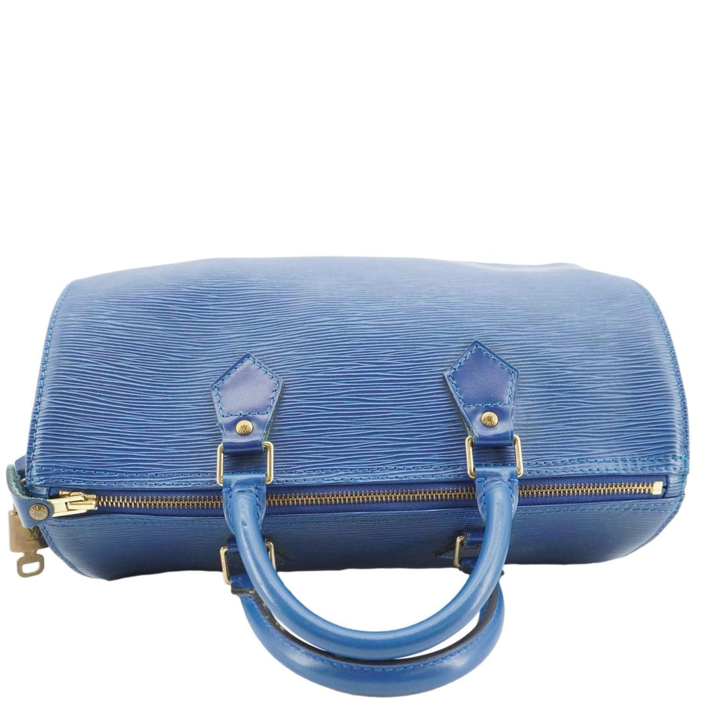 LOUIS VUITTON Speedy Epi Leather Satchel Bag Blue