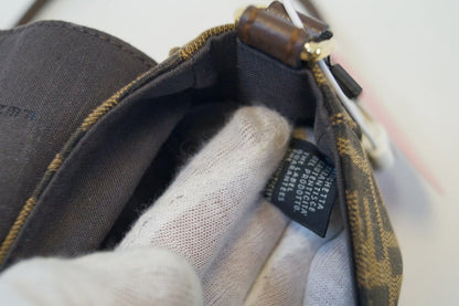 Fendi Zucca Canvas Leather Brown Black Messenger Bag