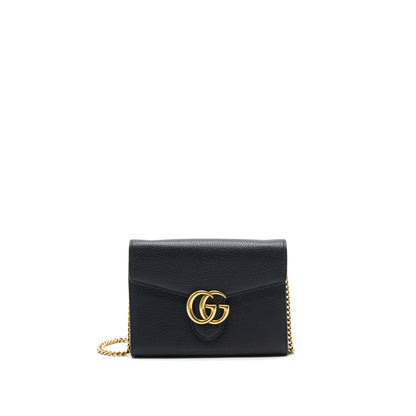 Gucci Grained Calfskin GG Logo Wallet on Chain with
