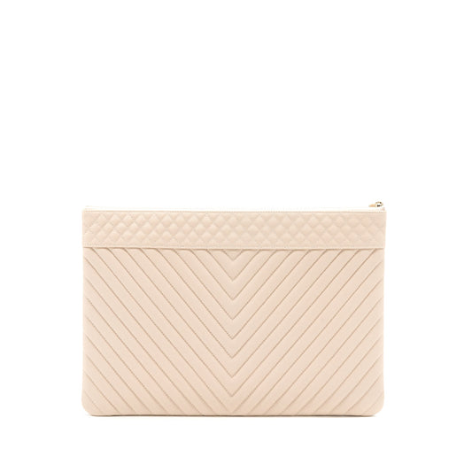 Chanel Clutch Chevron Caviar Beige
