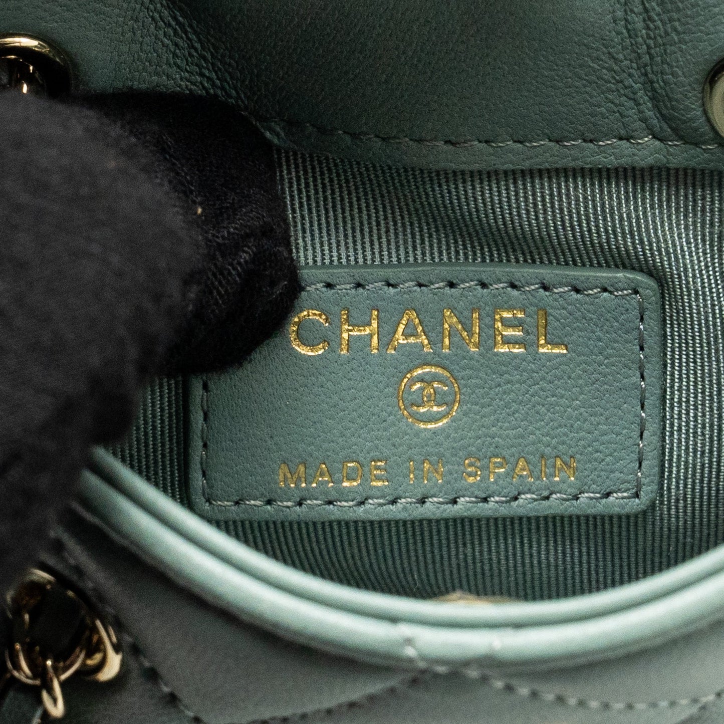 Chanel mini quilted chain bag lambskin light blue L
