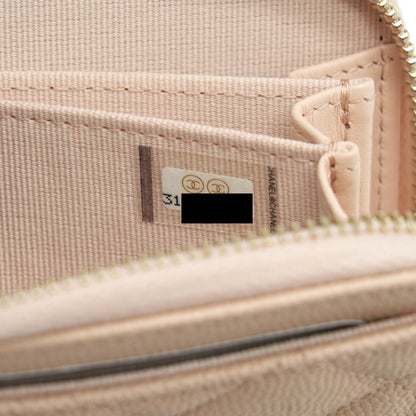 Chanel 22C Zippy Card Holder Caviar Light Beige L