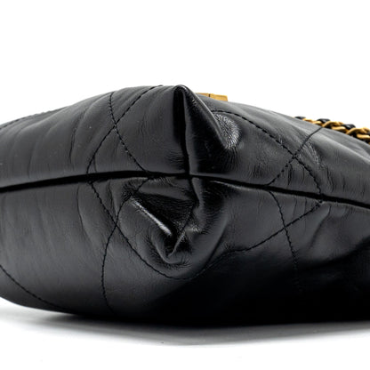 Chanel mini 22 bag shiny calfskin black  (microchip)