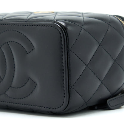 Chanel Long Vanity With Detailed Chain Lambskin Black