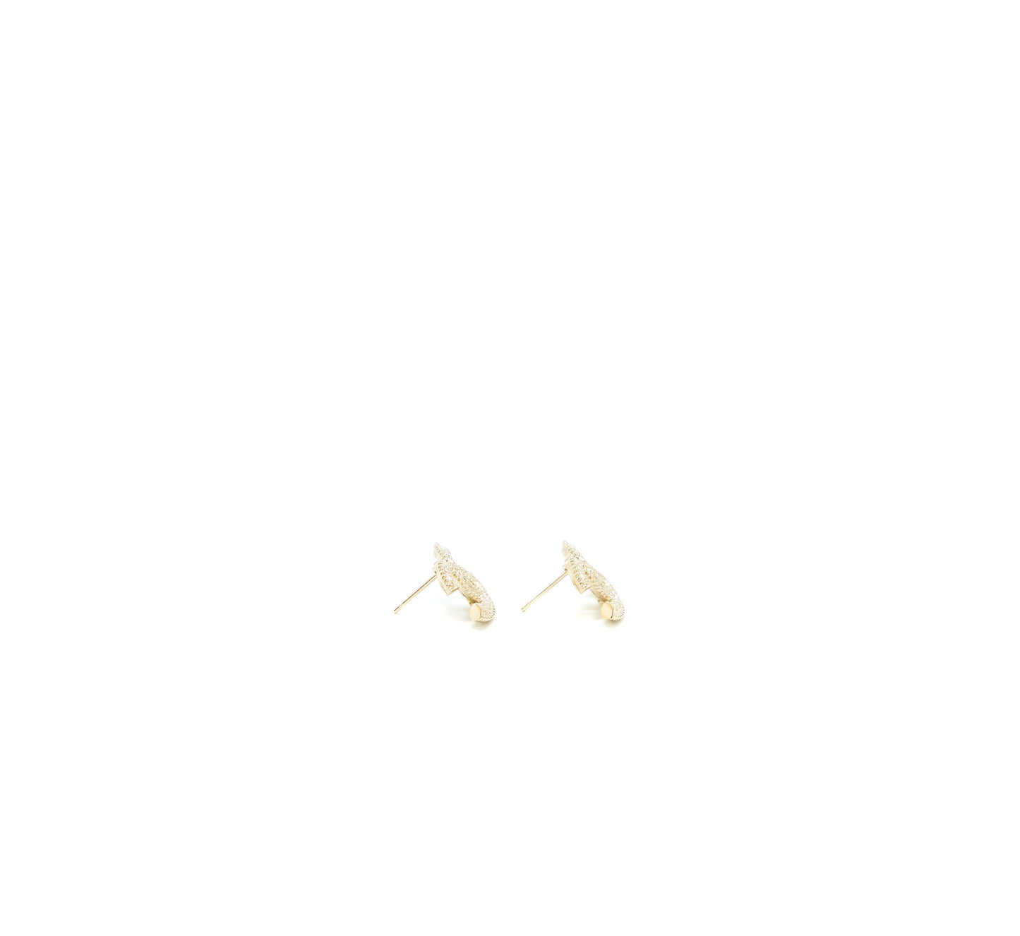 Chanel 22K Small CC Logo Earrings Light Gold Tone