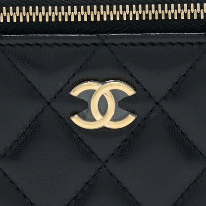 Chanel Long Vanity With Detailed Chain Lambskin Black
