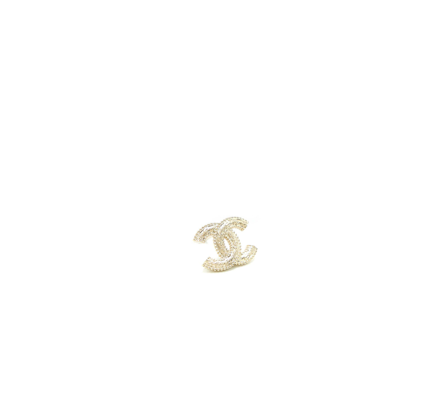 Chanel 22K Small CC Logo Earrings Light Gold Tone