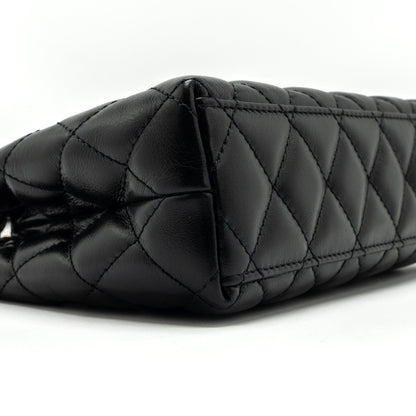 Chanel 23k Mini Shopping Bag Calfskin Black Brushed (Microchip)