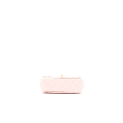 Chanel 23S Camellia Chain Mini Rectangular Flap Bag Lambskin Light Pink  (Microchip)