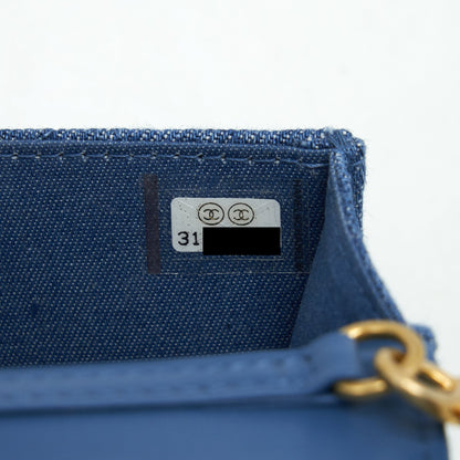 Chanel pearl crush mini flap belt bag denim