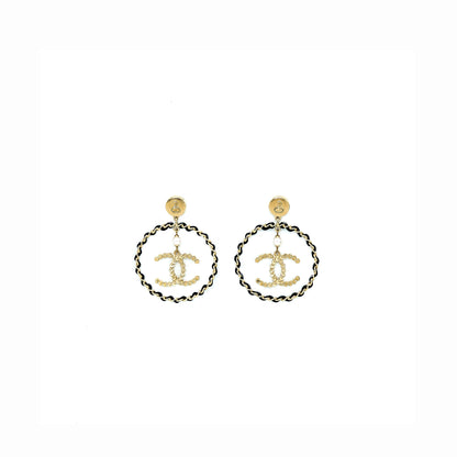 Chanel Giant Round CC Earring Black/Gold Tone