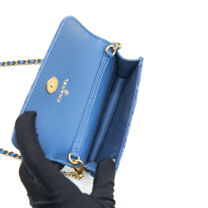 Chanel pearl crush mini flap belt bag denim
