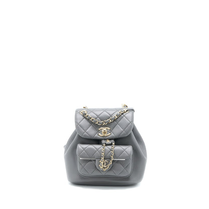 Chanel 22A Mimi Duma Backpack Lambskin Dark Grey L (Microchip)