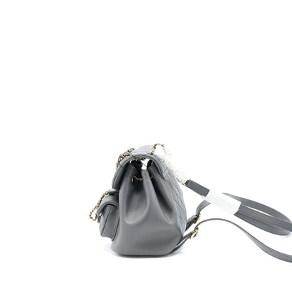 Chanel 22A Mimi Duma Backpack Lambskin Dark Grey L (Microchip)