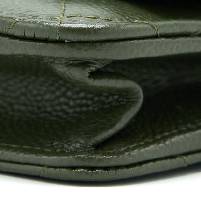 Chanel 22K Wallet On Chain Caviar Dark Green L (Microchip)