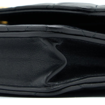 Chanel Top Handle Wallet On Chain Lambskin Black Brushed  (Microchip)