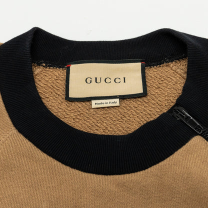 GUCCI Size XS Vintage Logo Sweatshirt Cotton Carmel/Multicolour