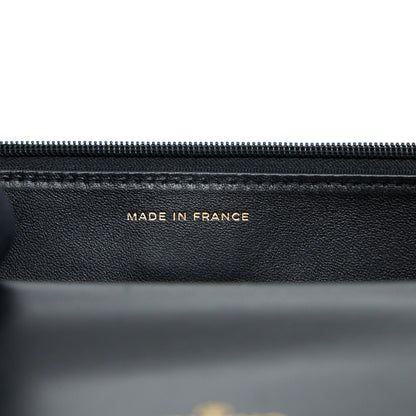 Chanel Top Handle Wallet On Chain Lambskin Black Brushed  (Microchip)