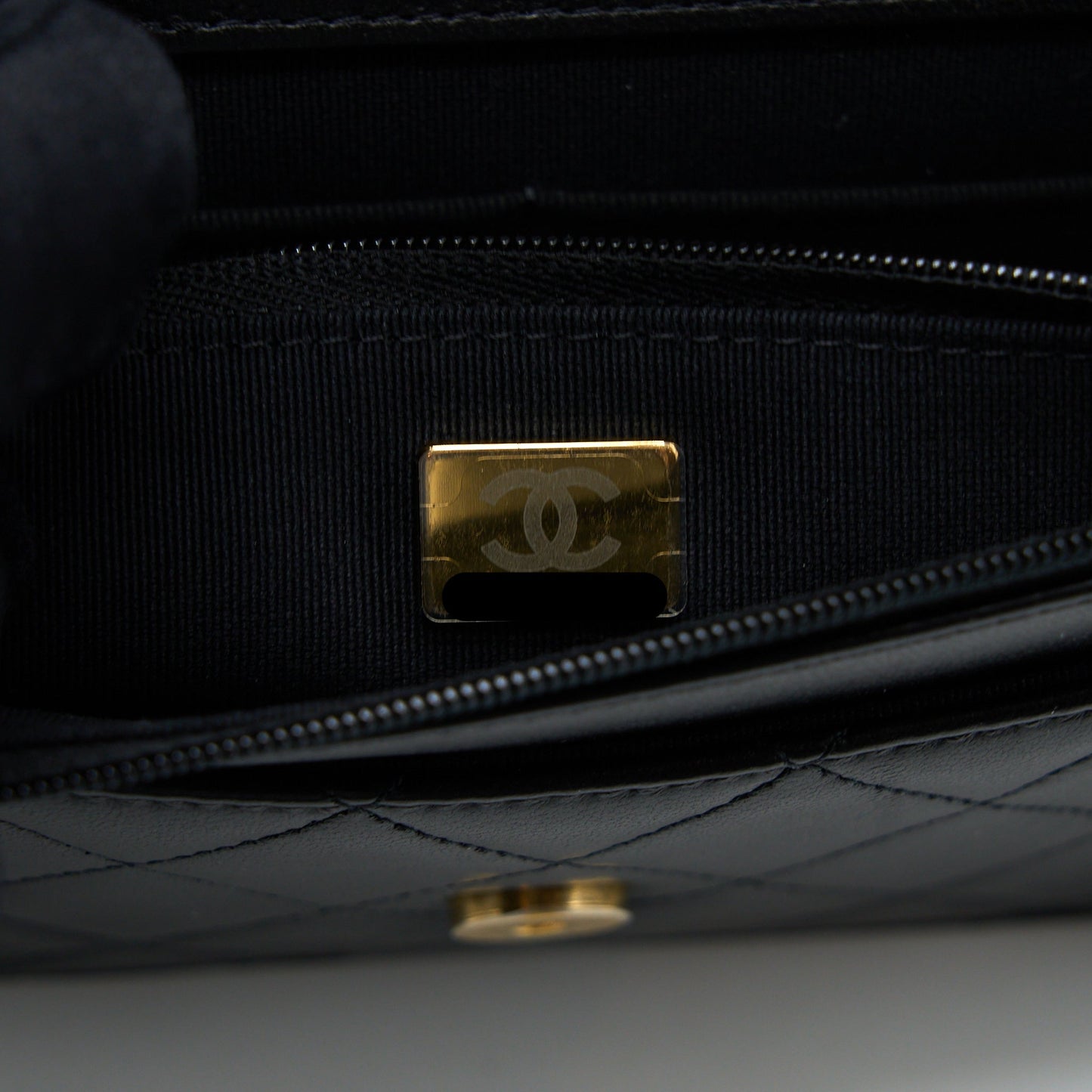 Chanel Top Handle Wallet On Chain Lambskin Black Brushed  (Microchip)