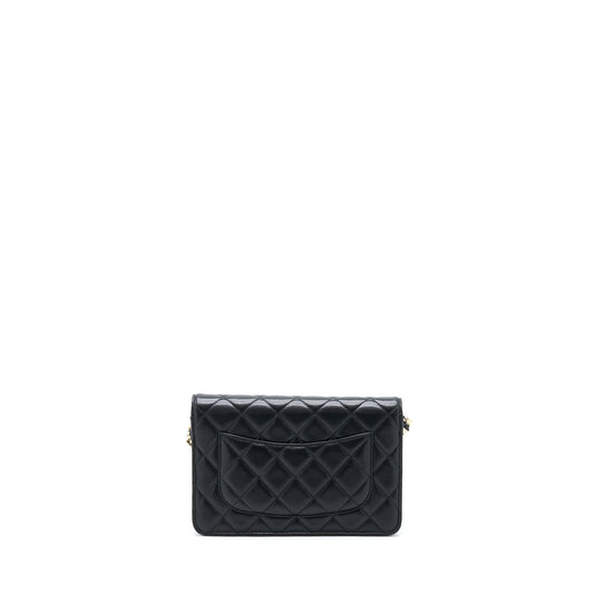 Chanel Coco Charm Wallet On Chain Lambskin Black L