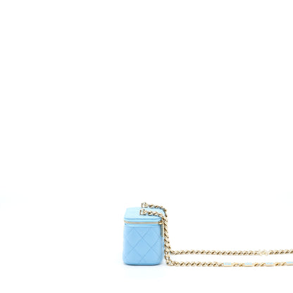 Chanel Mini Vanity Case With Giant Chain Lambskin Blue L
